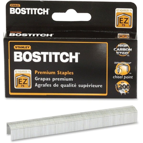 Bostitch Staples, Flat Crown, Carbon Steel, 1200 PK BOSSTCR75XHC